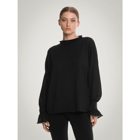NWT Wolford Cashmere Loose Top Long Sleeves XS Black - Picture 1 of 16